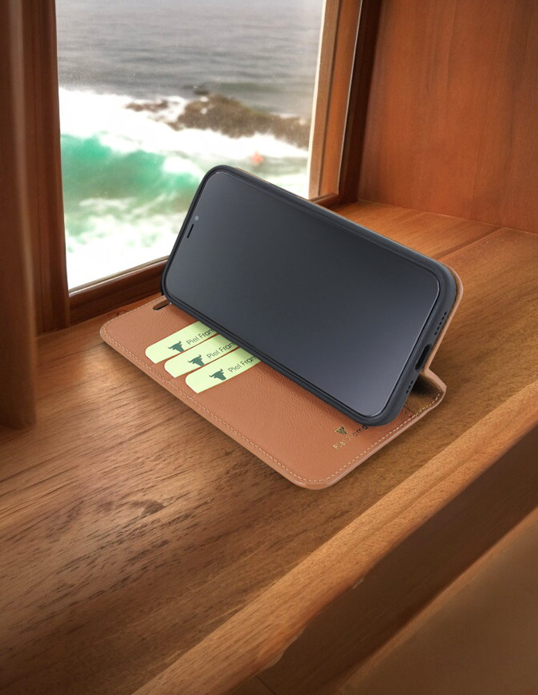 Piel Frama 524 Tan Ostrich FramaSlim Book Style Leather Case for iPhone 17