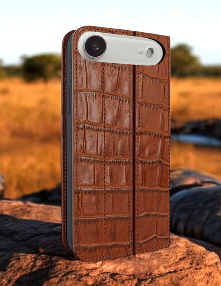 Piel Frama 529 Brown Crocodile FramaSlim Book Style Leather Case for iPhone Air