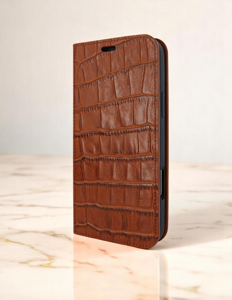 Piel Frama 529 Brown Crocodile FramaSlim Book Style Leather Case for iPhone Air