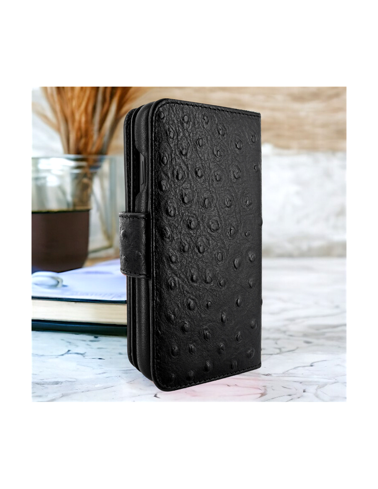 Piel Frama 540 Black Ostrich WalletMagnum Leather Case for iPhone 17 Pro Max