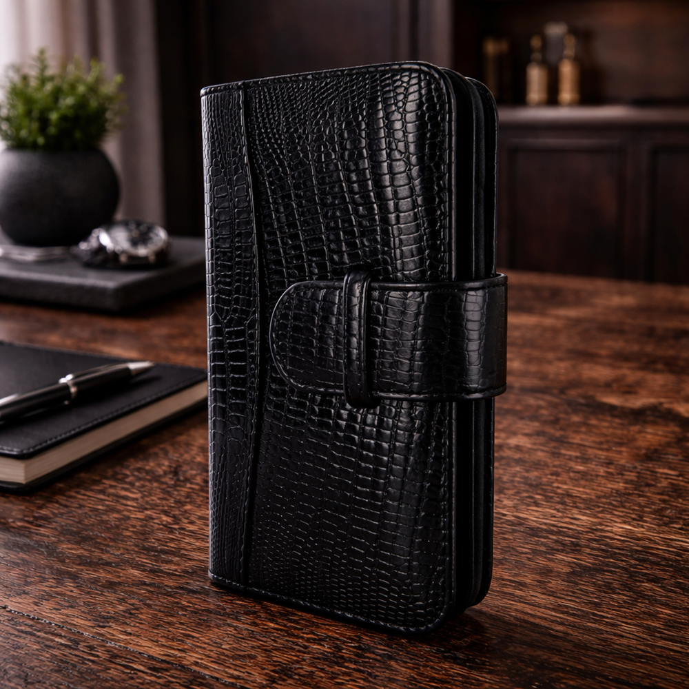 Piel Frama 540 Black Lizard WalletMagnum Leather Case for iPhone 17 Pro Max