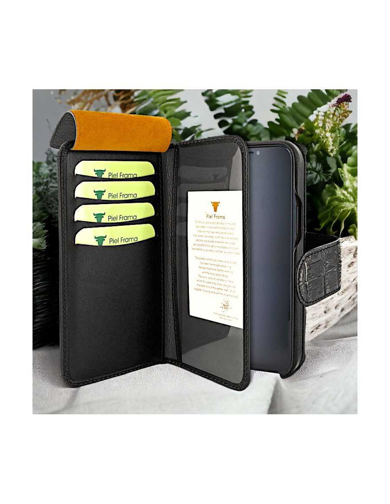 Piel Frama 535 Black Crocodile WalletMagnum Leather Case for iPhone 17 Pro