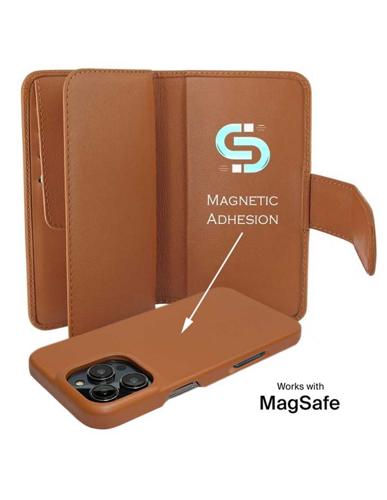 Piel Frama 525 Tan Ostrich WalletMagnum Leather Case for iPhone 17