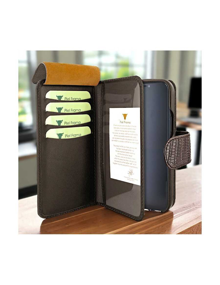 Piel Frama 525 Brown Lizard WalletMagnum Leather Case for iPhone 17