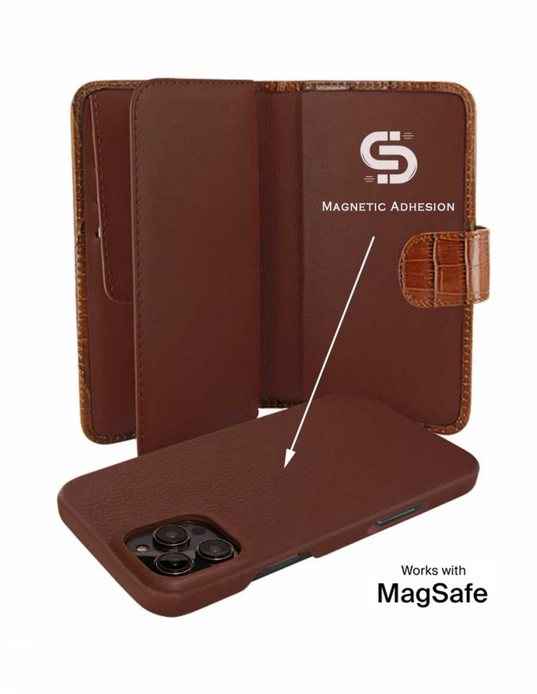 Piel Frama 530 Brown Crocodile WalletMagnum Leather Case for iPhone Air