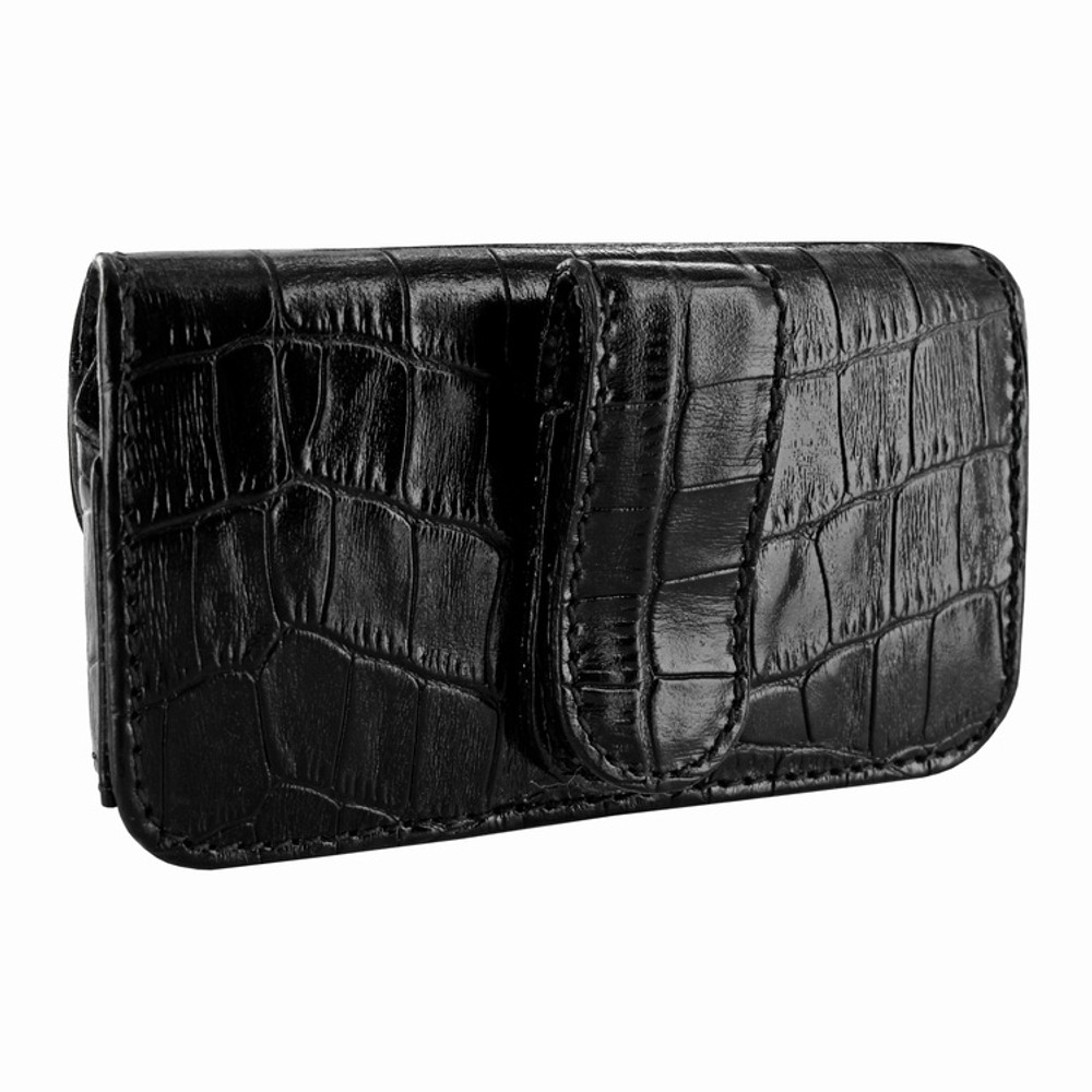 Piel Frama iPhone 6 / 6S / 7 / 8 Horizontal Pouch Leather Case - Black Cowskin-Crocodile