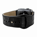 Piel Frama Apple Watch 38 mm Leather Strap - Black Cowskin-Crocodile / Silver Adapter