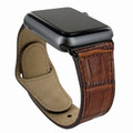Piel Frama Apple Watch 38 mm Leather Strap - Brown Cowskin-Crocodile / Black Adapter