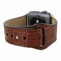 Piel Frama Apple Watch 38 mm Leather Strap - Brown Cowskin-Crocodile / Gold Adapter