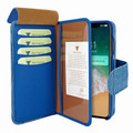Piel Frama iPhone X / Xs WalletMagnum Leather Case - Blue Cowskin-Crocodile