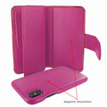 Piel Frama iPhone X / Xs WalletMagnum Leather Case - Fuchsia Cowskin-Crocodile