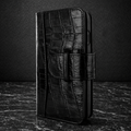 Piel Frama iPhone 14 WalletMagnum Leather Case - Black Cowskin-Crocodile