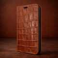 Piel Frama iPhone 14 Plus FramaSlimCards Leather Case - Brown Cowskin-Crocodile
