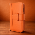 Piel Frama iPhone 15 Plus Orange WalletMagnum Leather Case