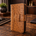 Piel Frama iPhone 15 Pro Tan Ostrich WalletMagnum Leather Case