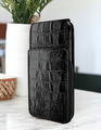 Piel Frama Black Crocodile iMagnum Leather Case for iPhone 16 Pro | iPhone 16