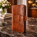 Piel Frama Brown Crocodile WalletMagnum Leather Case for iPhone 16 Plus