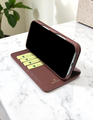 Piel Frama 537 Brown Crocodile Folio Style Magnetic Leather Case for iPhone 17 Pro
