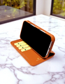 Piel Frama 537 Orange Crocodile Folio Style Magnetic Leather Case for iPhone 17 Pro