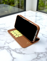 Piel Frama 537 Tan Ostrich Folio Style Magnetic Leather Case for iPhone 17 Pro