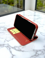 Piel Frama 527 Red Folio Style Magnetic Leather Case for iPhone 17