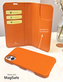 Piel Frama 527 Orange Folio Style Magnetic Leather Case for iPhone 17