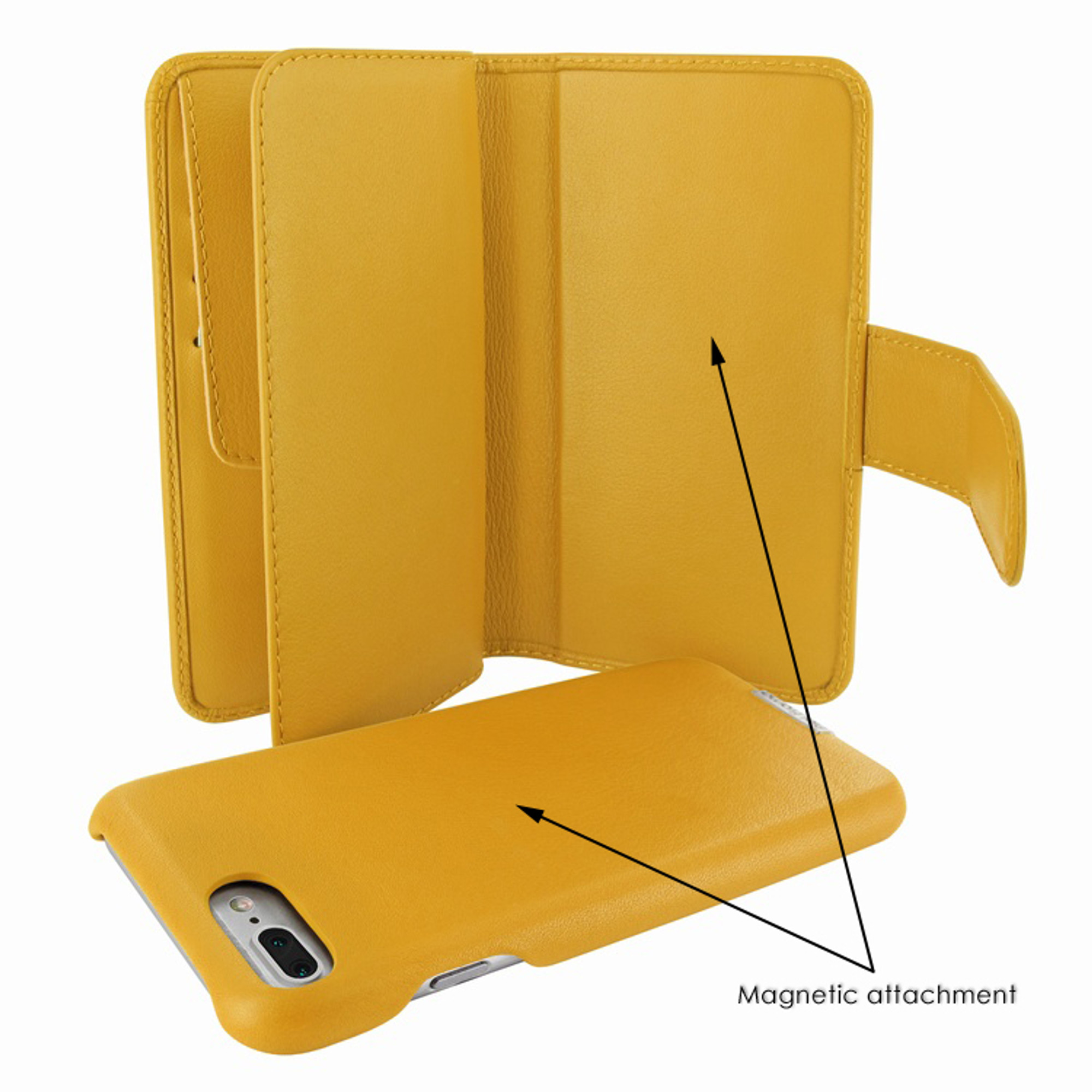 Piel Frama iPhone 7 Plus / 8 Plus iMagnumCards Leather Case - Yellow