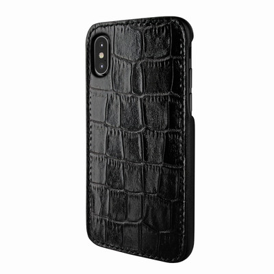 Piel Frama iPhone X / Xs FramaSlimGrip Leather Case - Black Cowskin-Crocodile