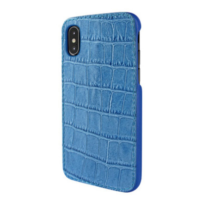 Piel Frama iPhone X / Xs FramaSlimGrip Leather Case - Blue Cowskin-Crocodile