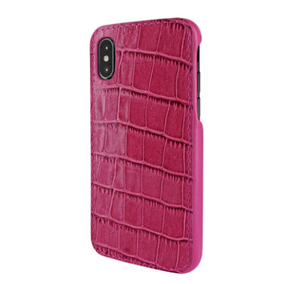 Piel Frama iPhone X / Xs FramaSlimGrip Leather Case - Fucshia Cowskin-Crocodile