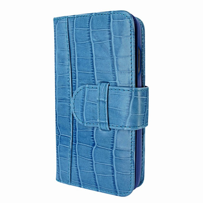 Piel Frama iPhone X / Xs WalletMagnum Leather Case - Blue Cowskin-Crocodile