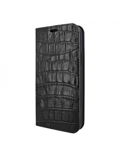 Piel Frama iPhone 13 FramaSlimCards Leather Case - Black Cowskin-Crocodile