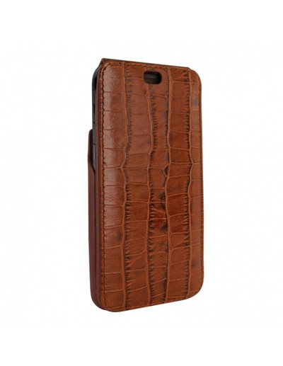 Piel Frama iPhone 14 Pro | iPhone 14 iMagnum Leather Case - Brown Cowskin-Crocodile