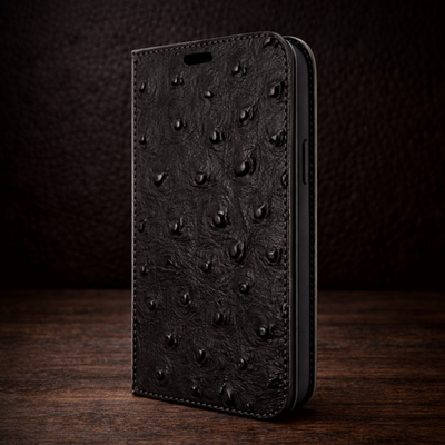 Piel Frama iPhone 14 Plus FramaSlimCards Leather Case - Black Cowskin-Ostrich