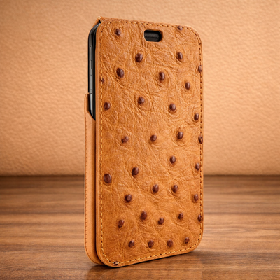 Piel Frama iPhone 14 Pro Max | iPhone 14 Plus iMagnum Leather Case - Tan Cowskin-Ostrich