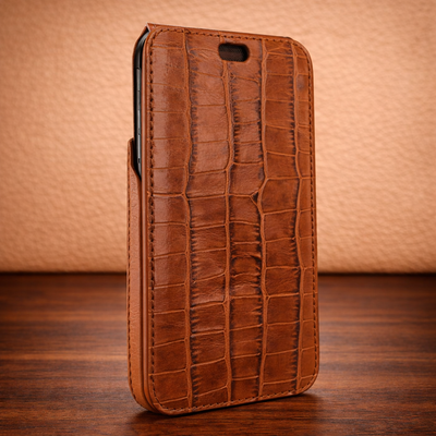 Piel Frama iPhone 14 Pro Max | iPhone 14 Plus iMagnum Leather Case - Brown Cowskin-Crocodile
