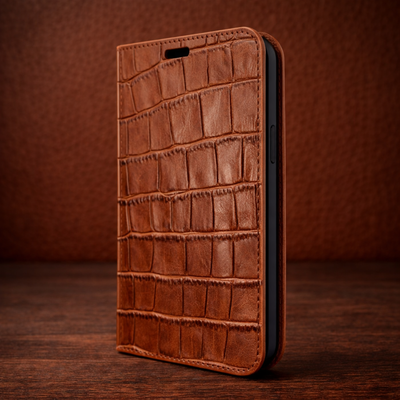 Piel Frama iPhone 14 Pro FramaSlimCards Leather Case - Brown Cowskin-Crocodile
