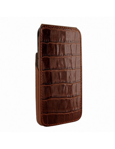 Piel Frama iPhone 15 Plus Brown Crocodile iMagnum Leather Case