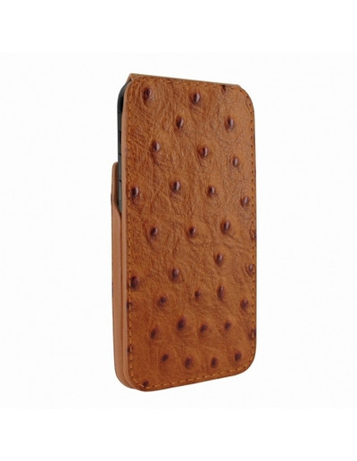 Piel Frama iPhone 15 Plus Tan Ostrich iMagnum Leather Case
