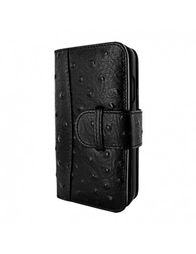 Piel Frama iPhone 15 Plus Black Ostrich WalletMagnum Leather Case