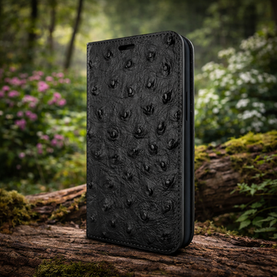 Piel Frama iPhone 15 Pro Black Ostrich FramaSlim Leather Case