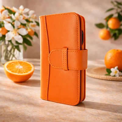 Piel Frama Orange WalletMagnum Leather Case for iPhone 16