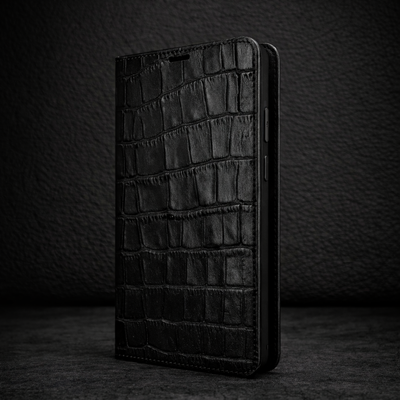 Piel Frama Black Croco FramaSlimCards Leather Case for Samsung Galaxy S25 Plus