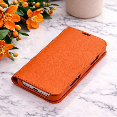 Piel Frama 542 Orange Folio Style Magnetic Leather Case for iPhone 17 Pro Max