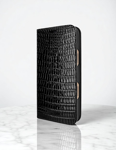 Piel Frama 542 Black Lizard Folio Style Magnetic Leather Case for iPhone 17 Pro Max