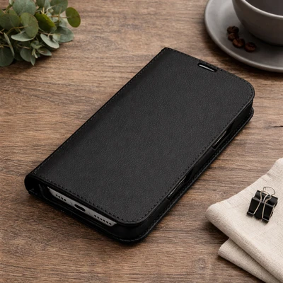 Piel Frama 537 Black Folio Style Magnetic Leather Case for iPhone 17 Pro
