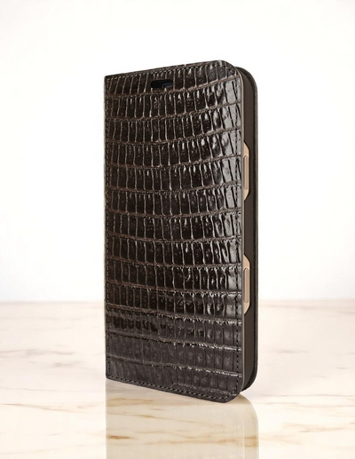 Piel Frama 537 Brown Lizard Folio Style Magnetic Leather Case for iPhone 17 Pro