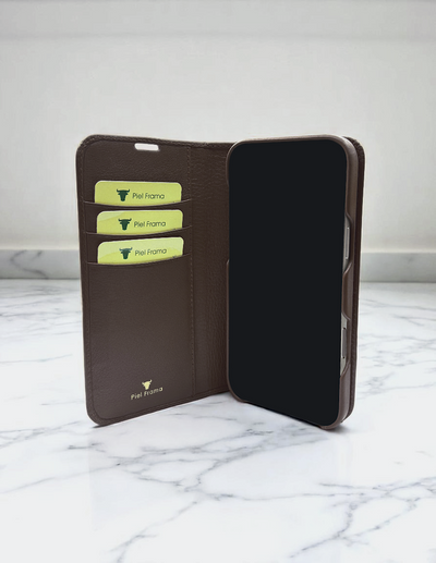 Piel Frama 527 Brown Folio Style Magnetic Leather Case for iPhone 17