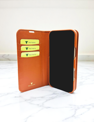 Piel Frama 532 Orange Folio Style Magnetic Leather Case for iPhone Air