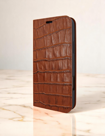 Piel Frama 534 Brown Crocodile FramaSlim Book Style Leather Case for iPhone 17 Pro
